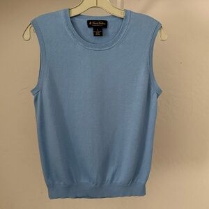 Brooks Brothers Light Blue Sea Island Cotton Sleeveless Sweater - 34" Bust
